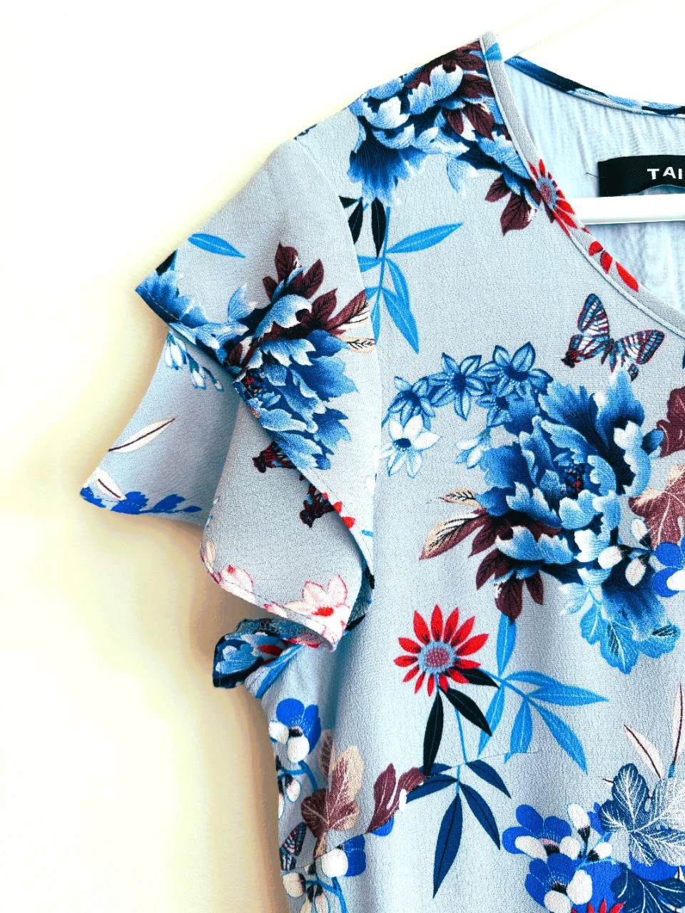 🌸 Vestido floral Taifun – plissado – duplo com babados – serve 38/40 – photo 4